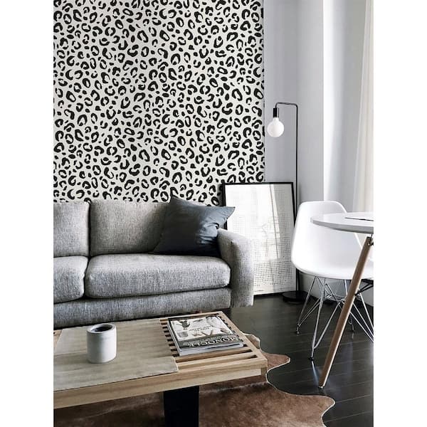 Dinah Black Leopard Print Wallpaper Sample