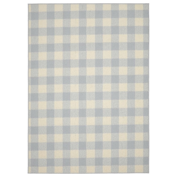 Country Living Soft Silver/Ivory 5 ft. x 7 ft. Checker Board Polypropylene Area Rug