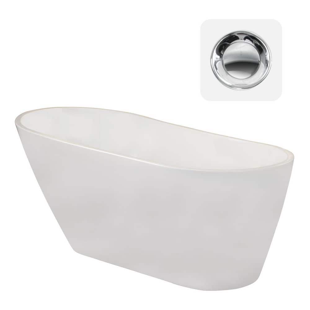 Shaia 67'' White Acrylic Freestanding Soaking Bathtub
