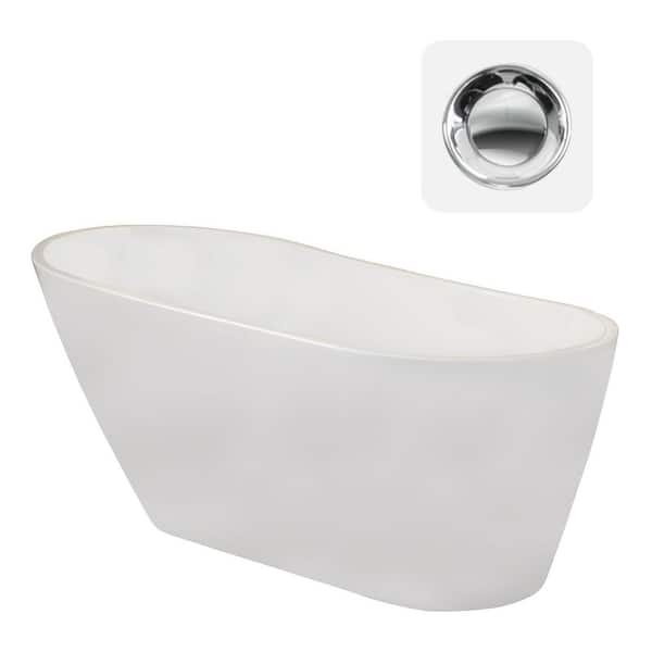 Shaia 67 in. Acrylic Flatbottom Non-Whirlpool Soaking Bathtub in White
