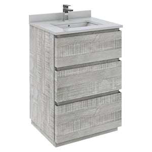 Formosa 24 in. W x 20 in. D x 35 in. H Bath Vanity in Ash with White Vanity Top with White Single Sink.