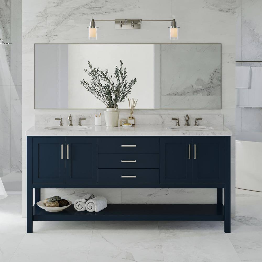 Magnolia 72" Midnight Blue Double Freestanding Vanity Cabinet