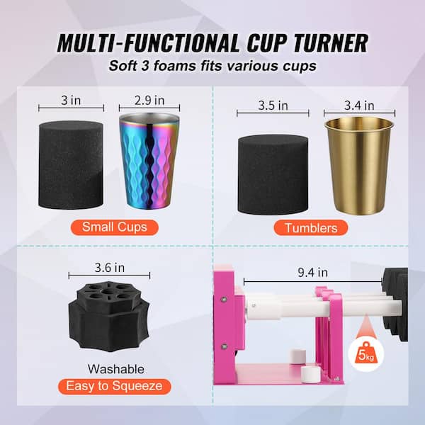 WAQONUY Double Cup Turner for Crafts Tumbler Metal Rotating Spinner Machine  f