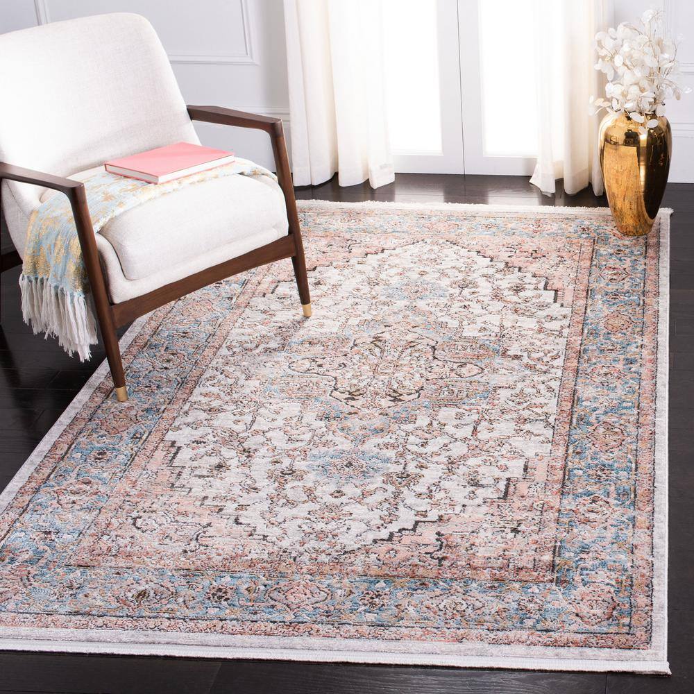 Dreamy Abstract Blue and Grey 8' x 10' Synthetic Area Rug