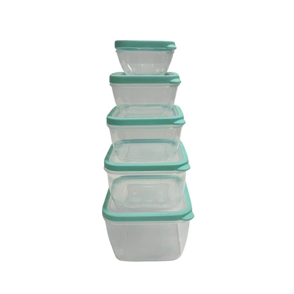 LEXI HOME Nested Square 10-Piece Airtight Plastic Food Storage ...