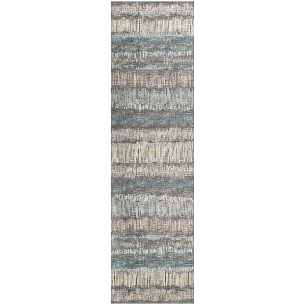 Rylee Grey 2 ft. 3 in. x 7 ft. 6 in. Geometric Indoor/Outdoor Area Rug