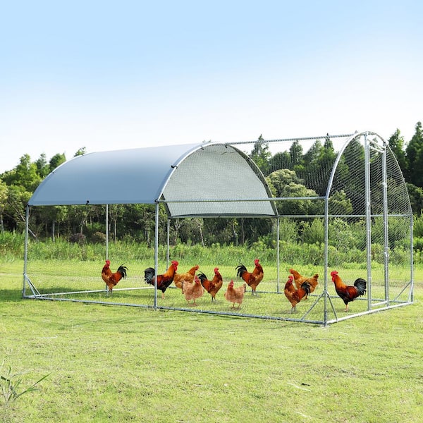 GOGEXX 18.8 ft.L x 9.2 ft. W x 6.5 ft.H Large Metal Chicken Coop Chicken House Steel Wire Fence Net Cage Poultry Cage Outdoors