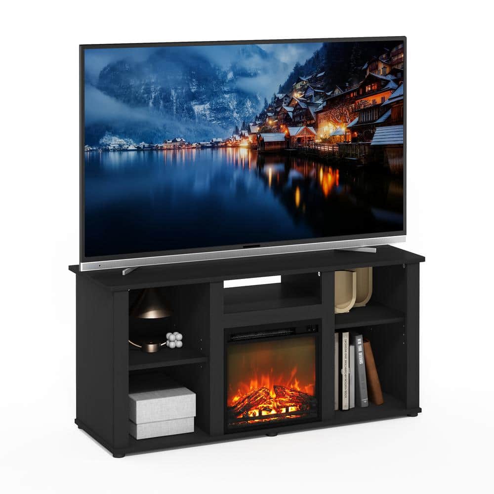 Jensen Black Composite Wood Freestanding Fireplace TV Stand