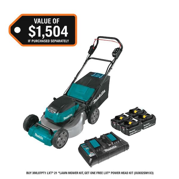 21 in. 18V X2 (36V) LXT Lithium-Ion Cordless Walk Behind Push Lawn Mower Kit with 4 Batteries (5.0 Ah)