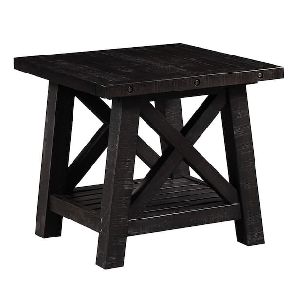 Benjara 25 in. Brown Square Wood End/Side Table with Wooden Frame