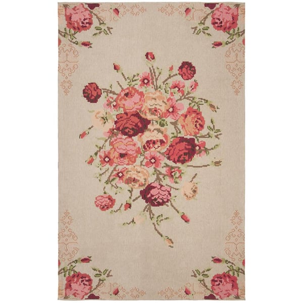 SAFAVIEH Classic Vintage Beige/Red 5 ft. x 8 ft. Floral Area Rug