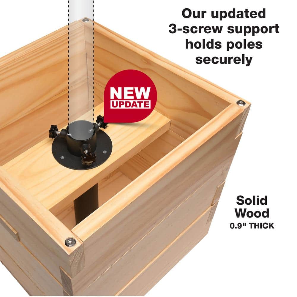 Natural Wood Square Outdoor Planter with Pole Support