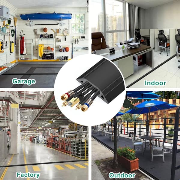 Eapele 10 Ft Floor Cable Cover Protector - Heavy Duty PVC Cord Channel To Prevent Tripping Hazards