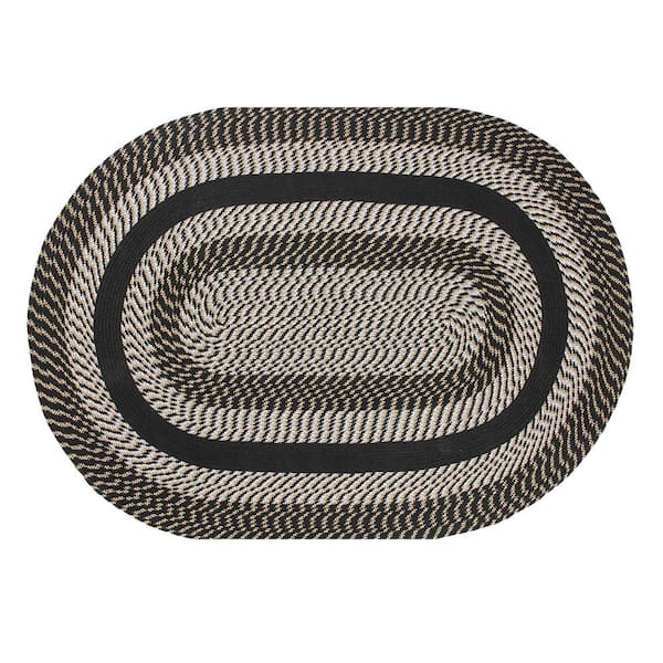 Better Trends Newport Braid Collection Black 30" x 50" Oval 100% Polypropylene Reversible Area Rug