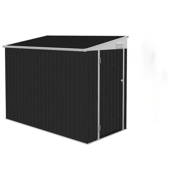 Dark Gray 4 ft. W x 8 ft. D Outdoor Metal Shed with Single Lockable Door and 2 Air Vents (32 sq. ft.)