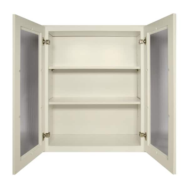 HOMEIBRO Newport Shaker Antique White Ready to Assemble Wall Cabinet with 2-Doors 3-Shelves (30 in. W x 36 in. H x 12 in. D)