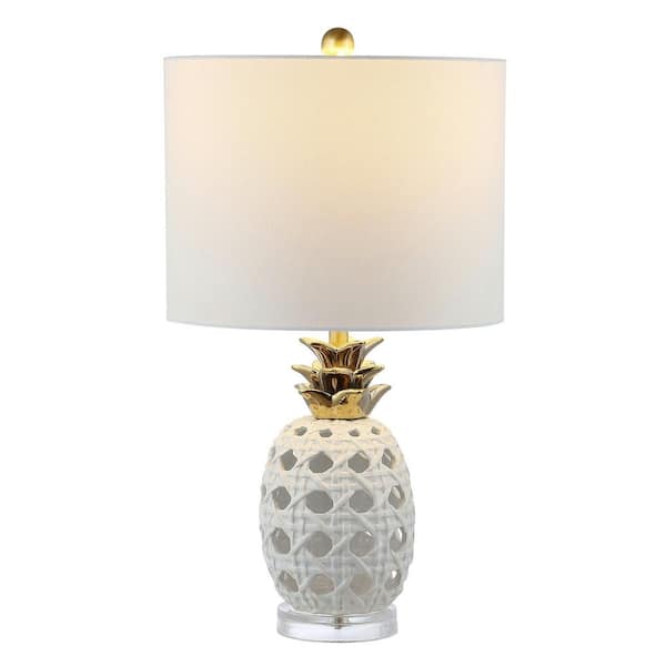 SAFAVIEH Sonny 24 in. White Table Lamp with White Shade