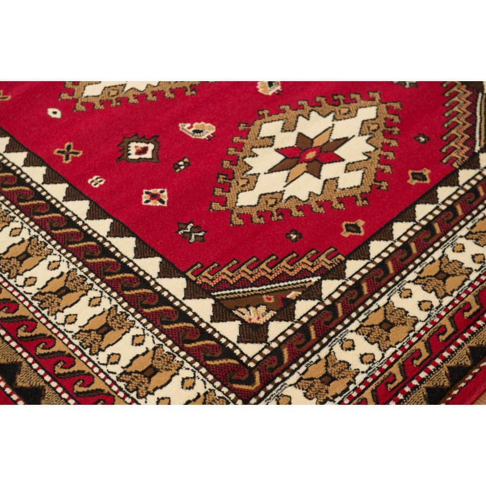 Dallas Ruby Red Rectangular 5' x 7' Synthetic Easy-Care Rug