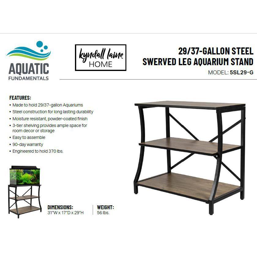 Gray and Black Metal and Wood 3-Tier Aquarium Stand
