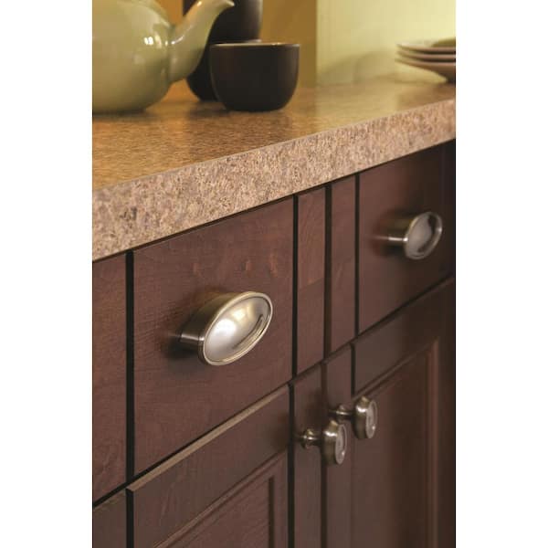 Manor 1-1/2 in. (38mm) Traditional Satin Nickel Oval Cabinet Knob