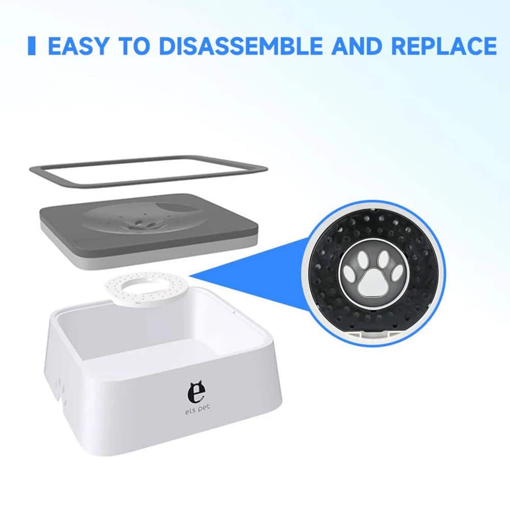 ELS Pet White and Gray Floating Disk Dog and Cat Bowl, 1L