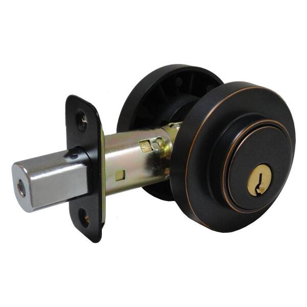 Faultless Double Cylinder Aged Bronze Round Contemporary Deadbolt