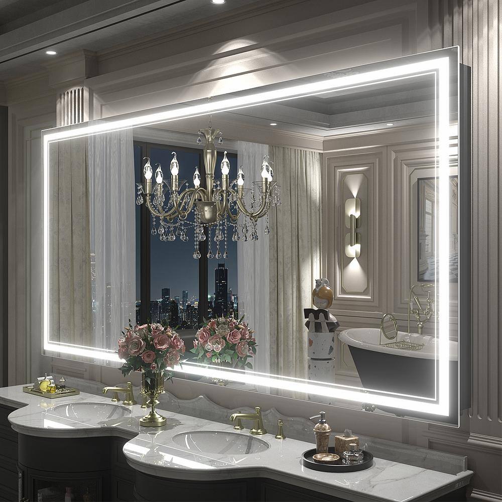 Apmir 72 in. W x 36 in. H Large Rectangular Frameless Front LED Lights ...