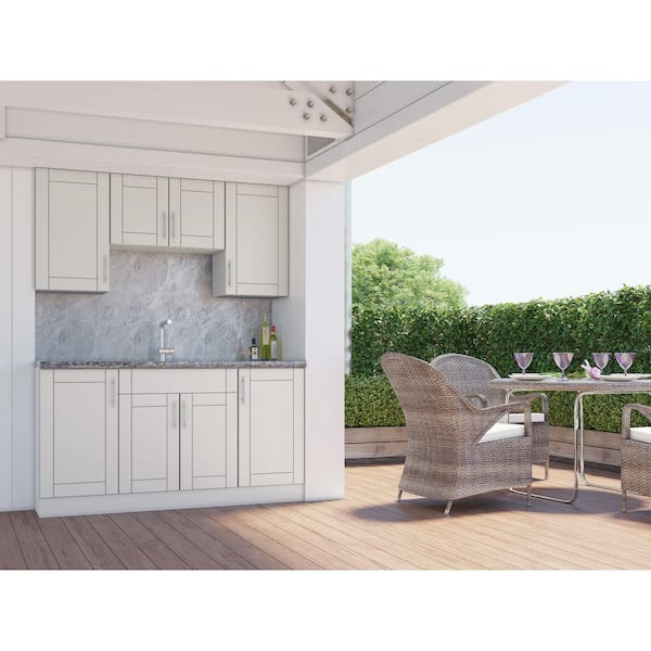 Weatherstrong Sanibel Shoreline Gray 22 Piece 67 25 In X 84 In X 25 In Outdoor Kitchen Cabinet Set Wse66wmk Ssg The Home Depot