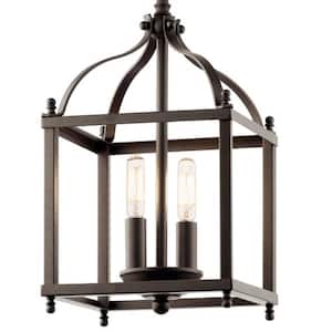 Larkin 2-Light Olde Bronze Traditional Candlestick Cage Kitchen Mini Pendant Hanging Light