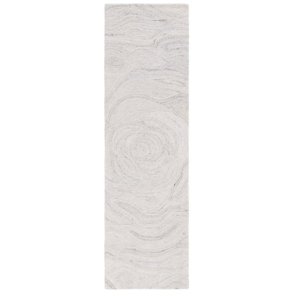 SAFAVIEH Abstract Light Gray/Beige 2 ft. x 8 ft. Floral Eclectic Runner Rug