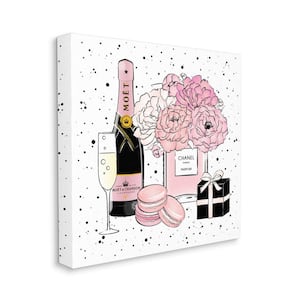 "Pink Glam Celebration Fashion Dessert Champagne" by Martina Pavlova Unframed Canvas Wall Art Print 30 in. x 30 in.