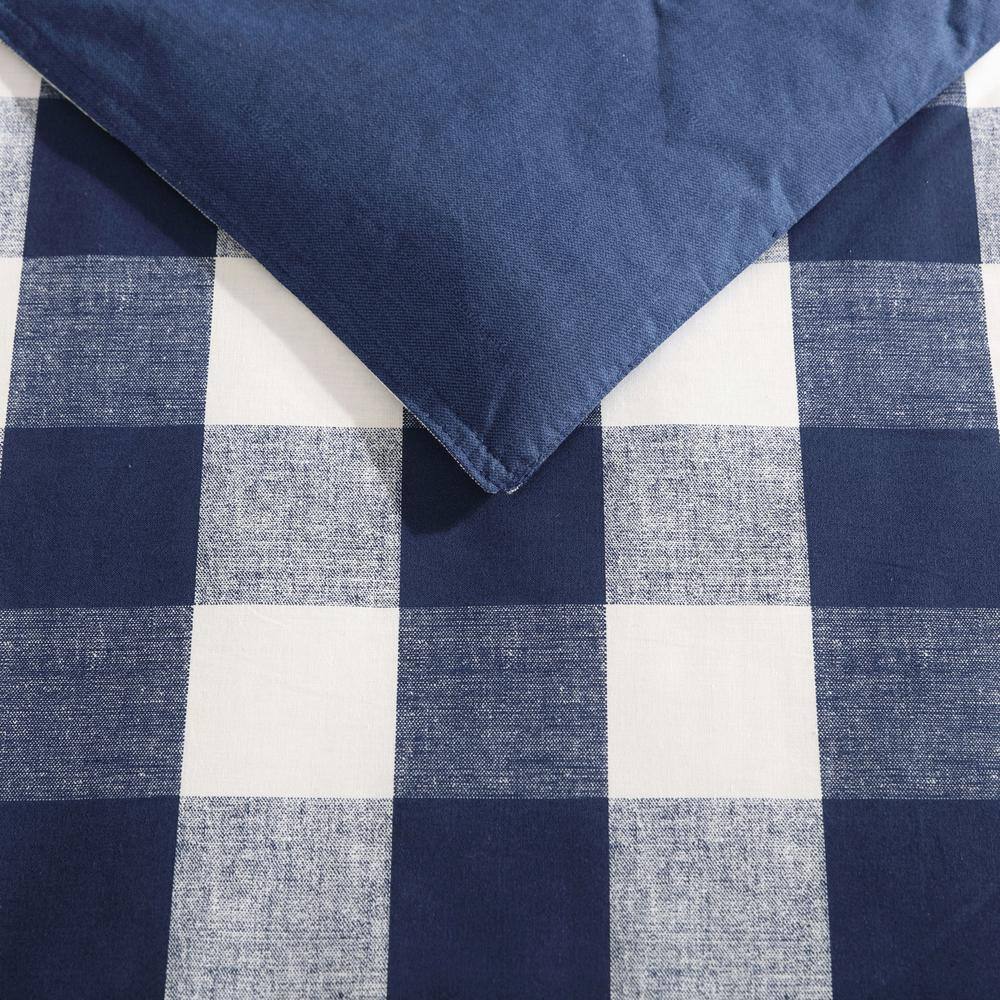 Lakehouse Blue Plaid Cotton Flannel Queen Sham Set
