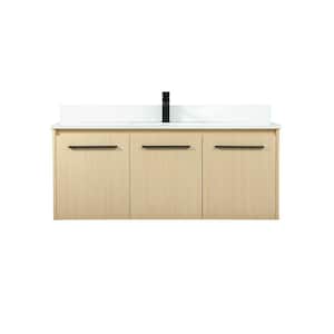 Simply Living 48 in. W x 18 in. D x 19.7 in. H Bath Vanity in Maple with Ivory White Engineered Marble Top