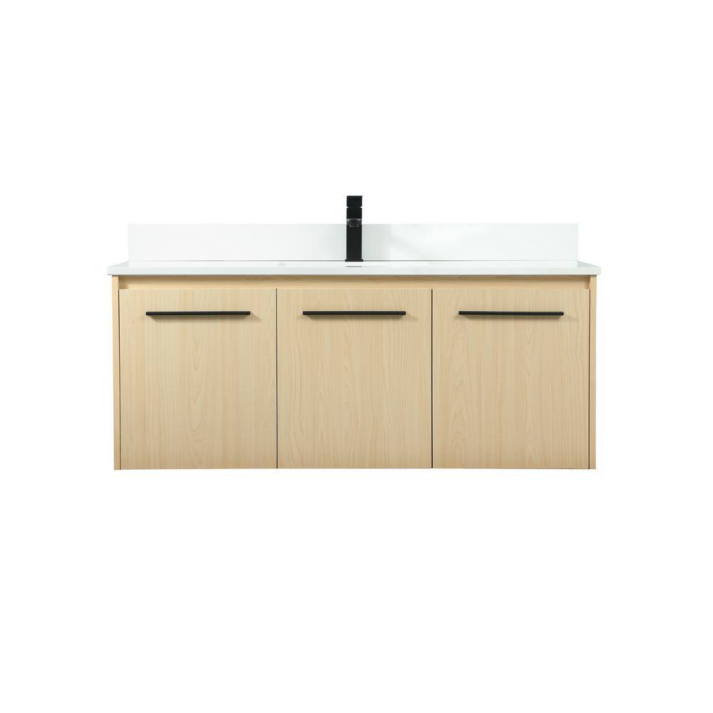 48 in. W Single Bath Vanity in Maple with Engineered Stone Vanity Top in Iv