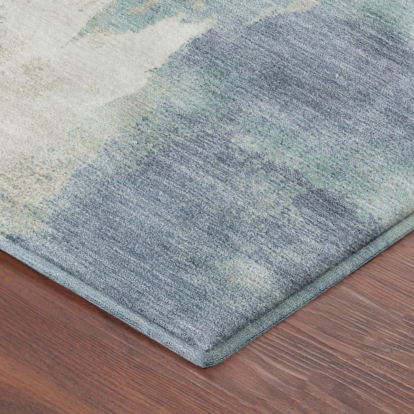 Mayfield Premium Machine Washable Abstract AMF2347 Blue 3 ft. x 5 ft. Area Rug