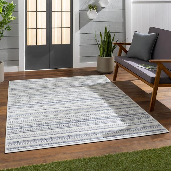 Llyr Blue 5 ft. x 8 ft. Global Indoor/Outdoor Area Rug