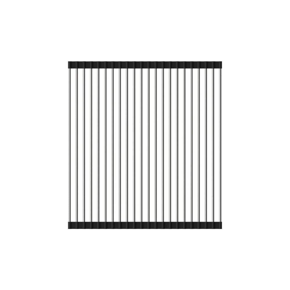 15" x 17" Stainless Steel Roll-Up Sink Grid with Black Ends