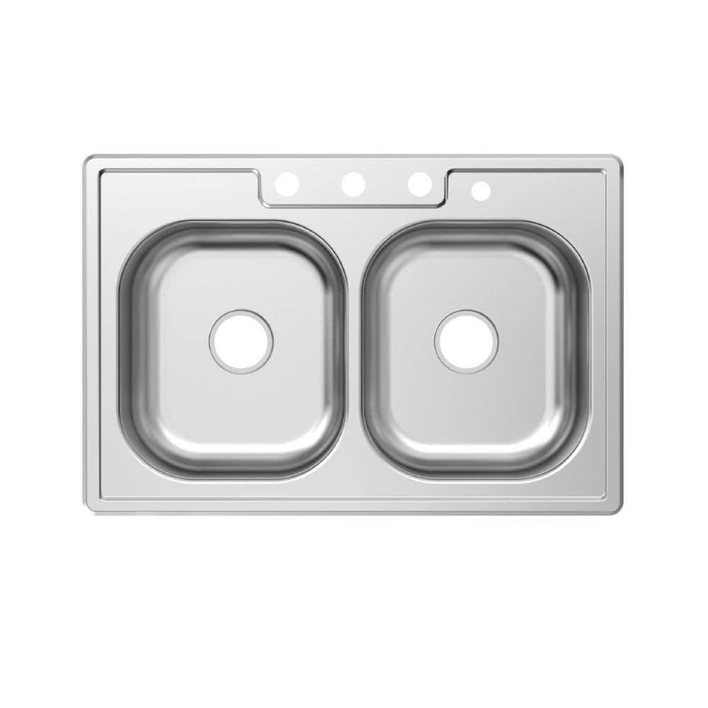 Glacier Bay 33 in. Drop-In 50/50 Double Bowl 20 Gauge