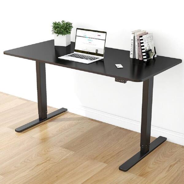 Fenbao 55 In X 28 Black Wood And, Home Office Furniture Sit Stand Desk
