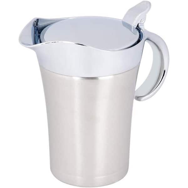 25 oz Double Insulated Stainless Steel Gravy Boat with Lid and Chrome Non-Drip Spout for Sauce Serving