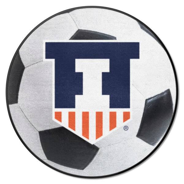 FANMATS Illinois Illini White 2 ft. Round Soccer Ball Area Rug 36340