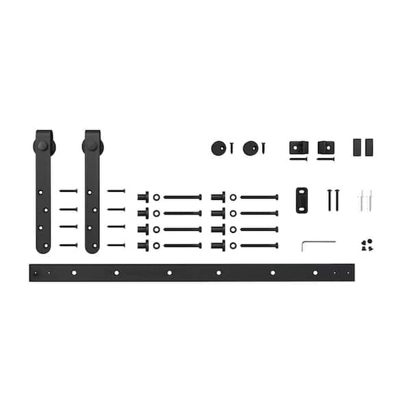 American Pro Decor 5 ft. Black Solid Steel Mini Sliding Rolling Barn Door Hardware Kit for Single Furniture Wood Doors
