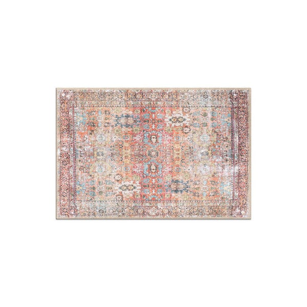 World Rug Gallery Amber Multi 2 ft. x 3 ft. Transitional Distressed Machine Washable Non Slip Area Rug