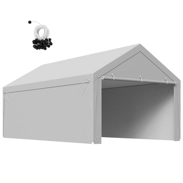 13 x 20 ft. Carport Replacement Canopy, 10.24 ft. Height, Portable Garage Tent with Side Panels, UV & Waterproof, Grey