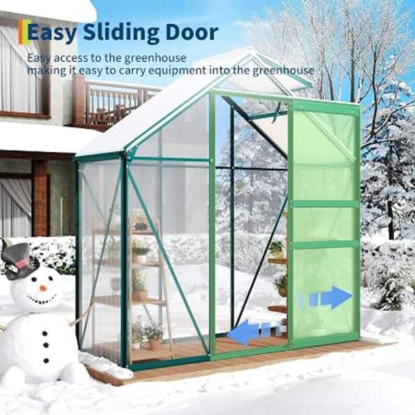 homfan 6x3 FT Heavy Duty Polycarbonate Greenhouse, Aluminum Frame