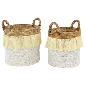 White Sea Grass Eclectic Storage Basket (Set of 2)