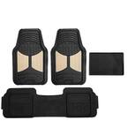 Beige Trimmable Liners Heavy Duty Tall Channel Floor Mats - Universal Fit for Cars, SUVs, Vans and Trucks - Full Set