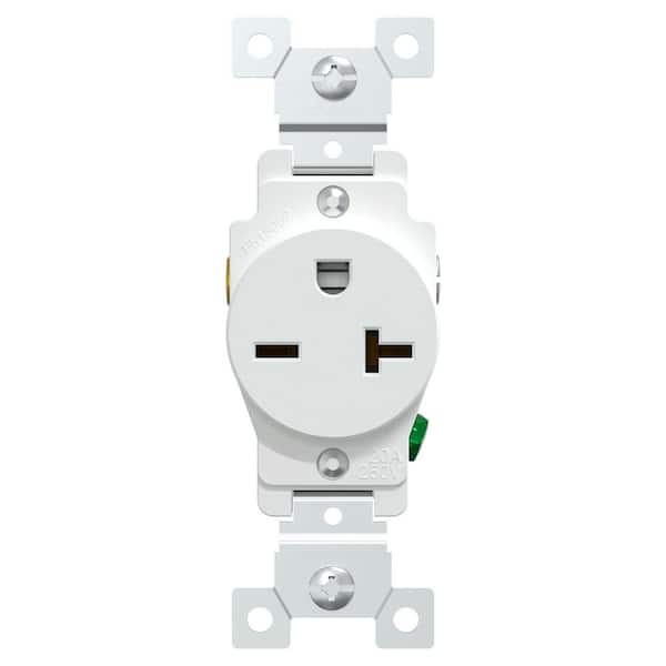 20 Amp 250-Volt Heavy Duty Single Outlet, Matte White
