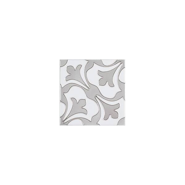 Jeffrey Court Fiore Gray 6 in. x 6 in. Glossy Ceramic Wall Tile (0.25 sq. ft./ Each)