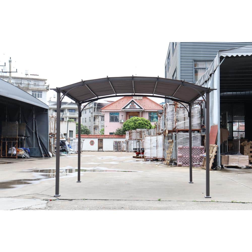 11 ft x 9 ft Gray Steel Frame Arched Patio Gazebo